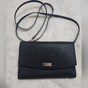Kate Spade black leather crossbody wallet